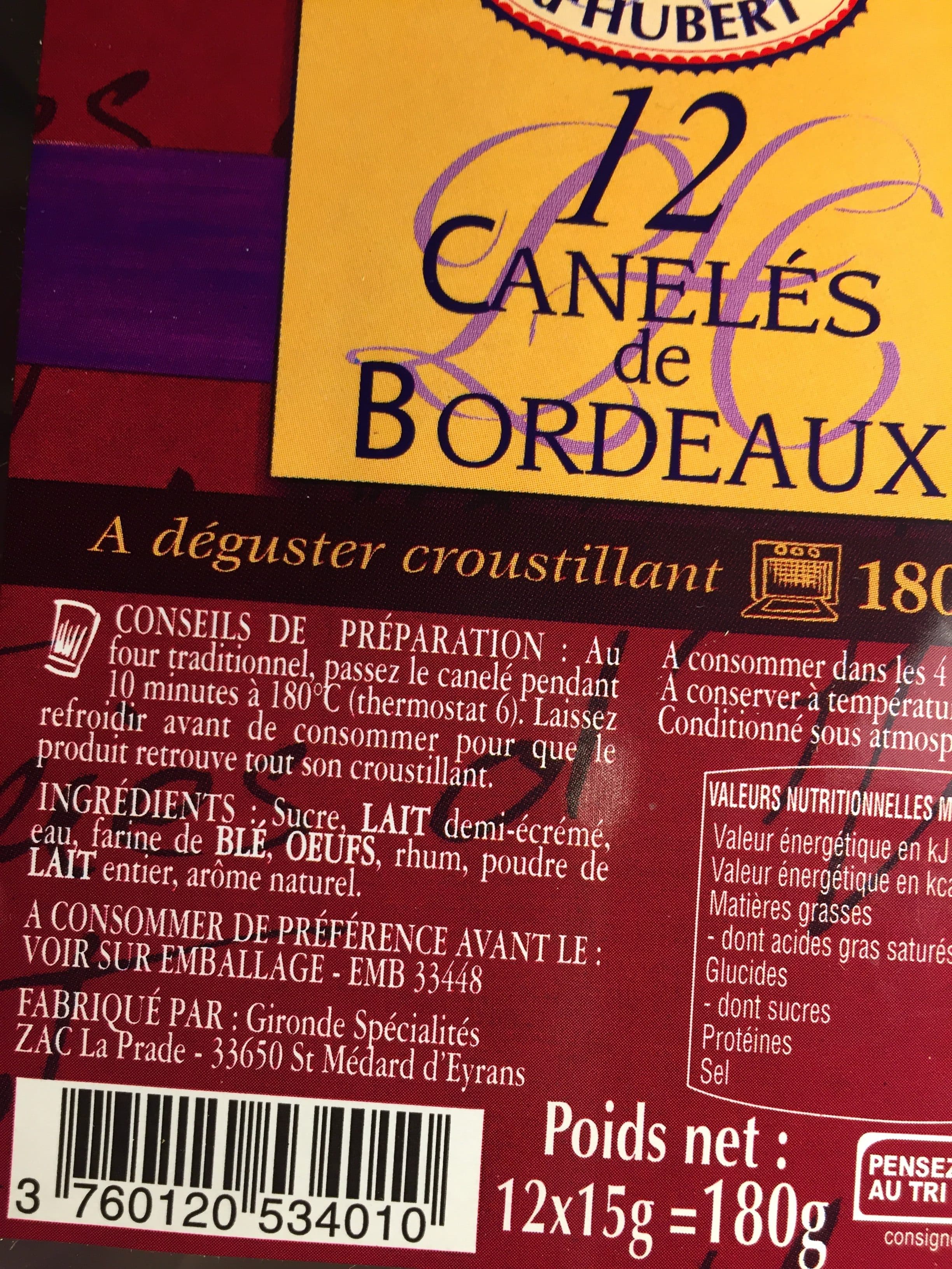 Pâtisserie d'Hubert Canelés de Bordeaux packshot