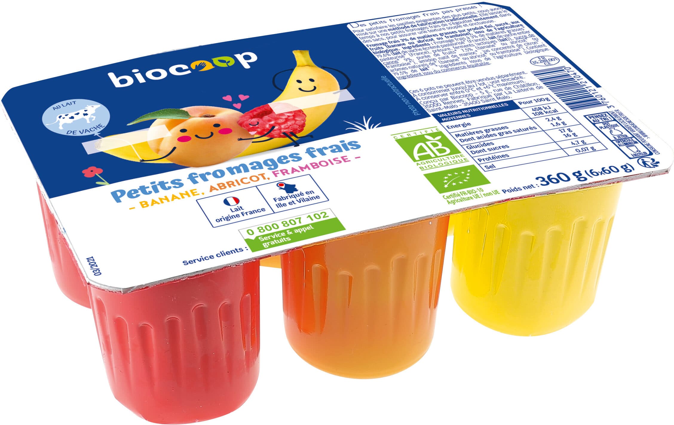 Biocoop Fromage frais aux fruits 3%MG 6x60g CC packshot