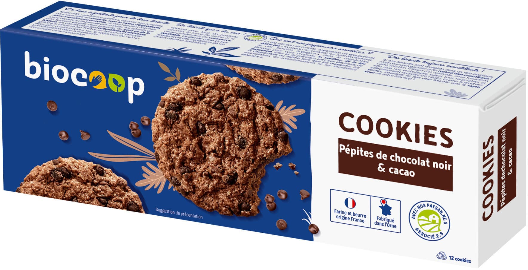 Biocoop Cookies Pépites de chocolat noir & cacao packshot