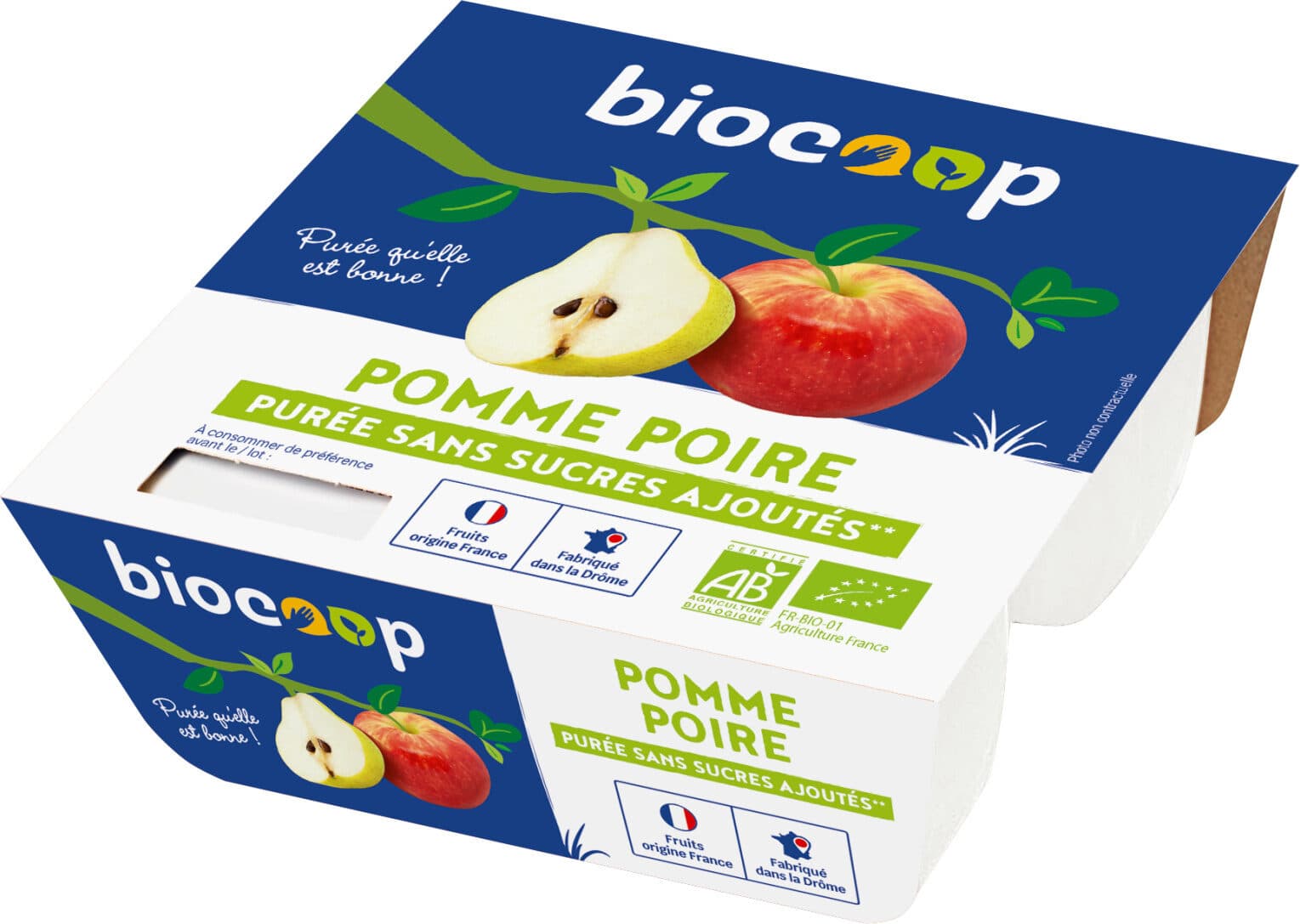 Biocoop Purée pomme poire 4x100g packshot