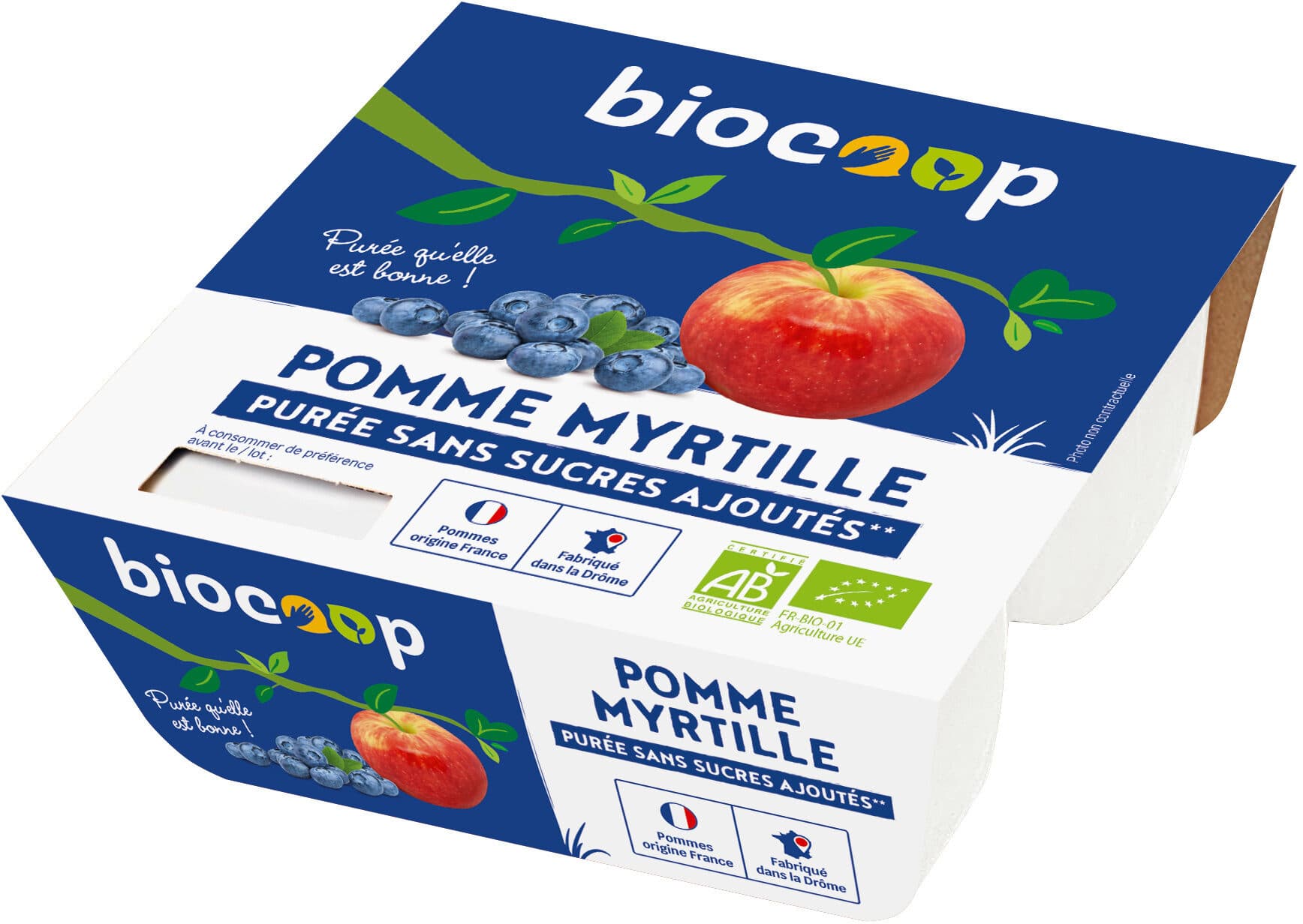 Biocoop Purée pomme myrtille packshot