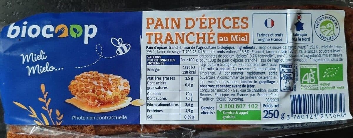 Biocoop Pain d'épices tranché au miel packshot