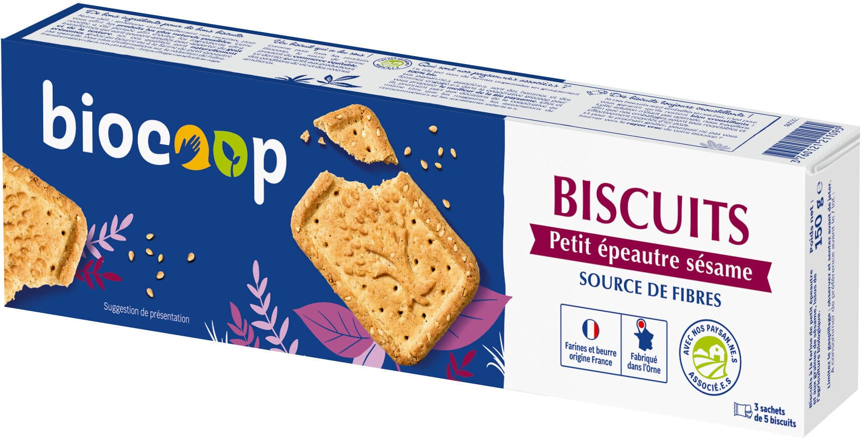 Biocoop Biscuits petit épeautre sésame packshot