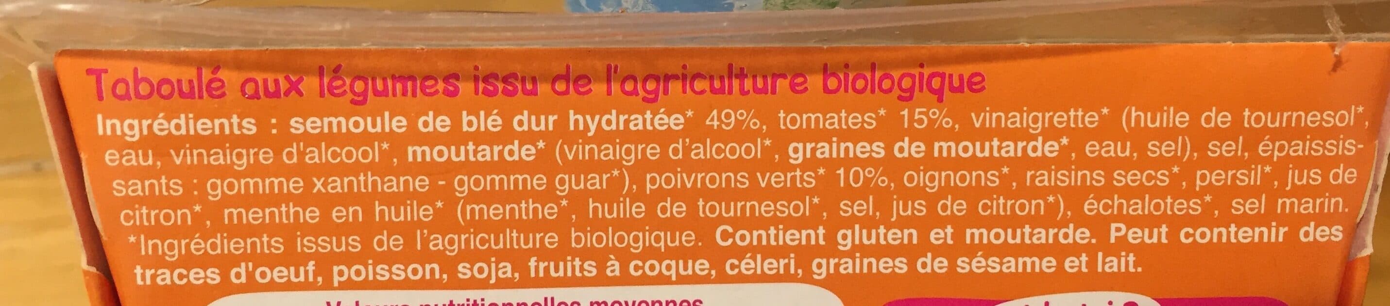 Biocoop Taboule aux legumes du soleil packshot