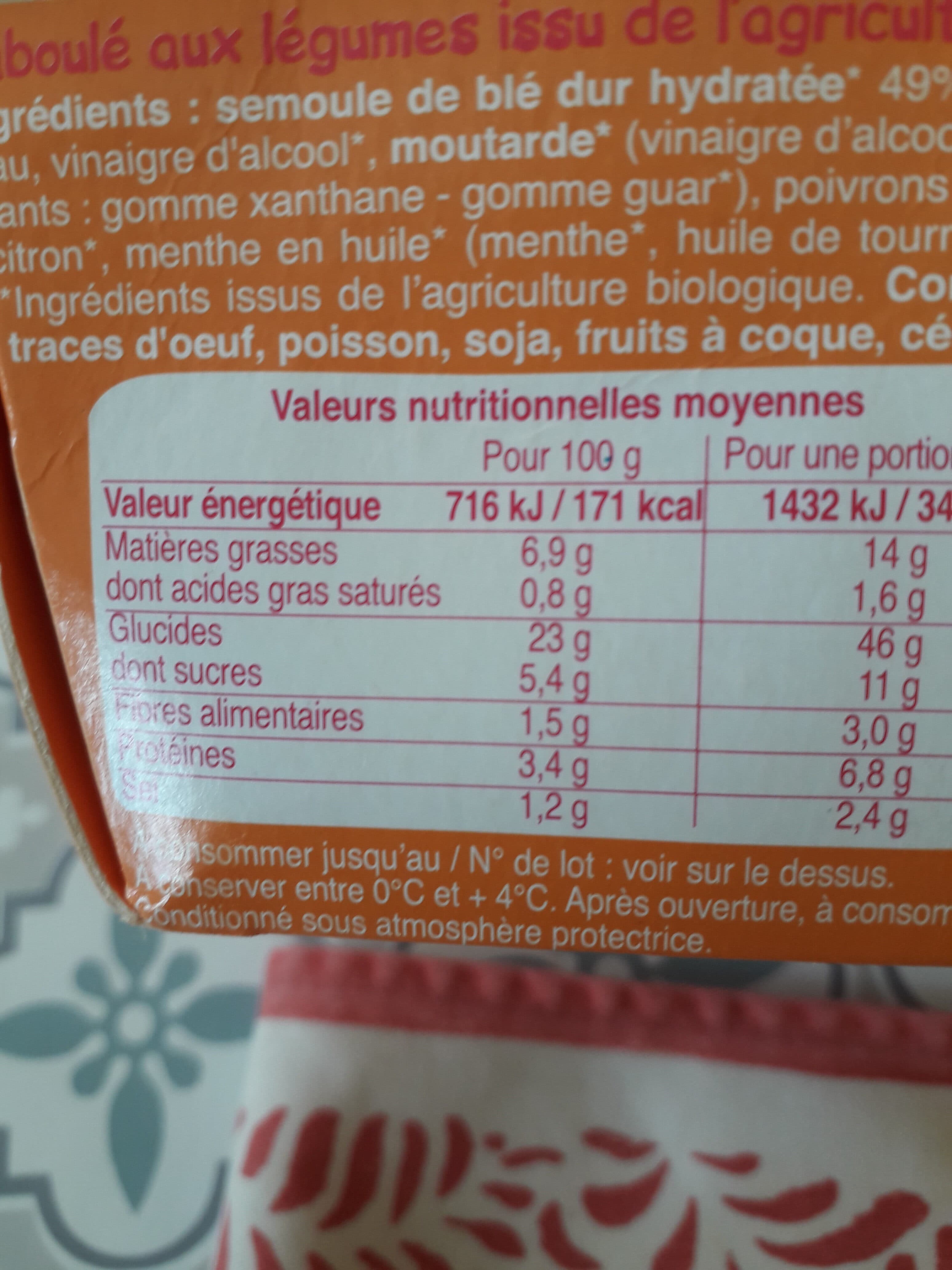 Biocoop Taboule aux legumes du soleil packshot