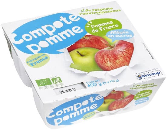 Biocoop Compote pomme allégée en sucre packshot