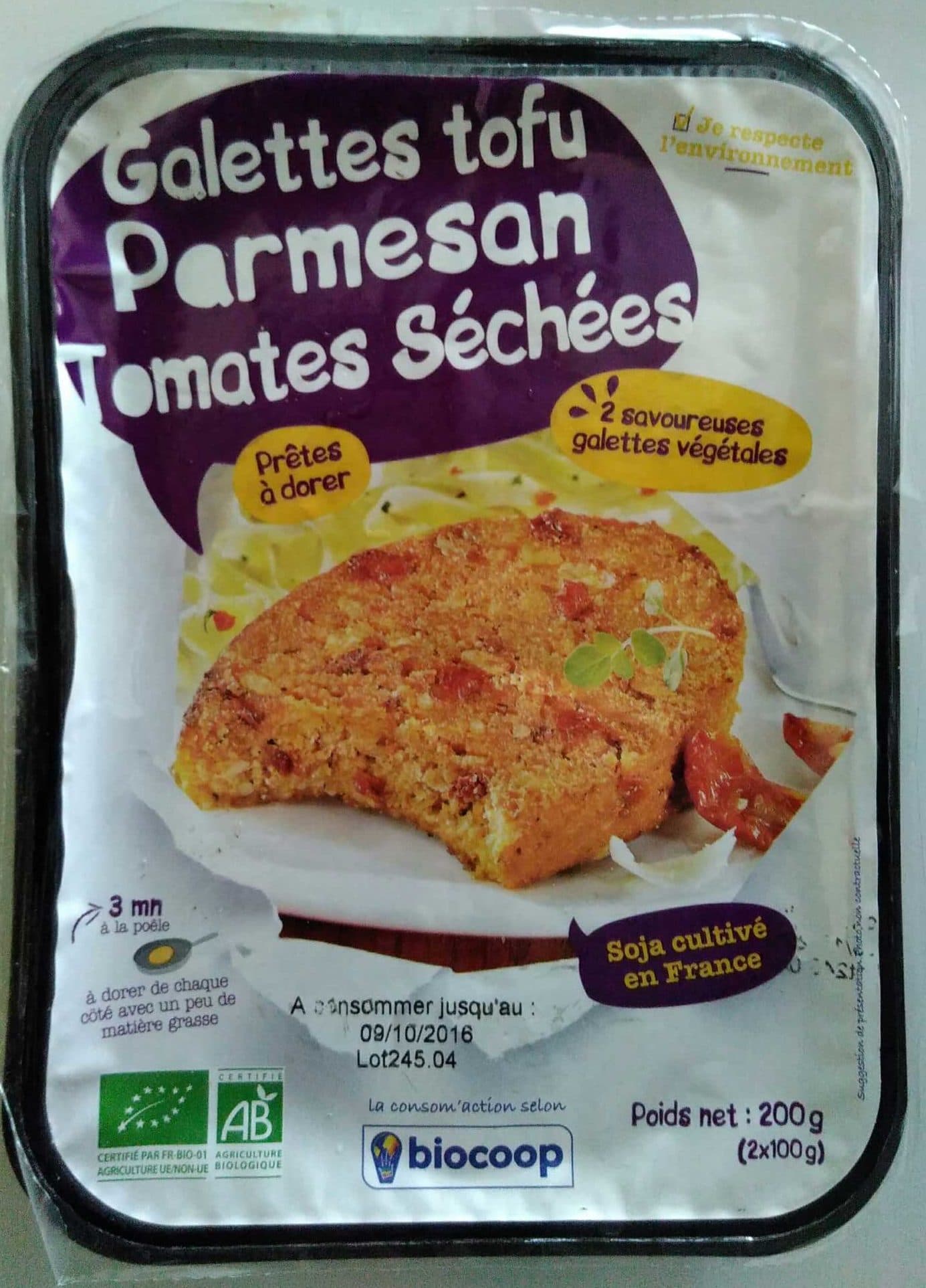 Biocoop Galettes tofu Parmesan Tomates séchées packshot