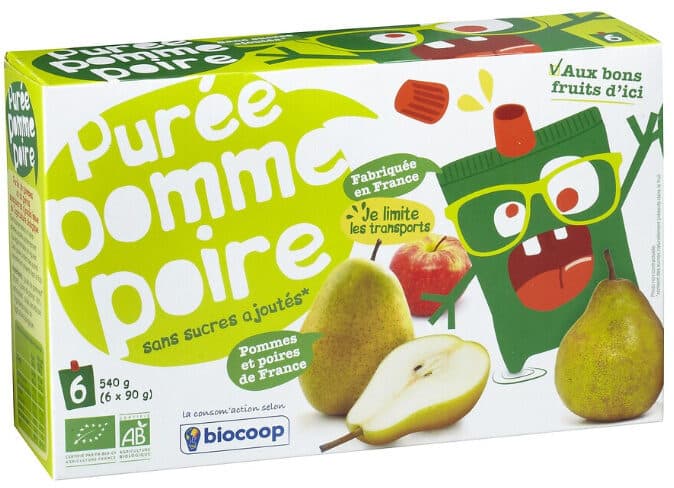 Biocoop Purée pomme poire gourde 6x90g packshot