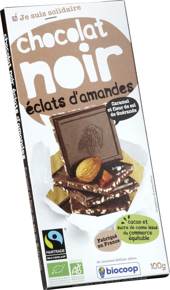Biocoop Chocolat noir aux éclats d'amande packshot