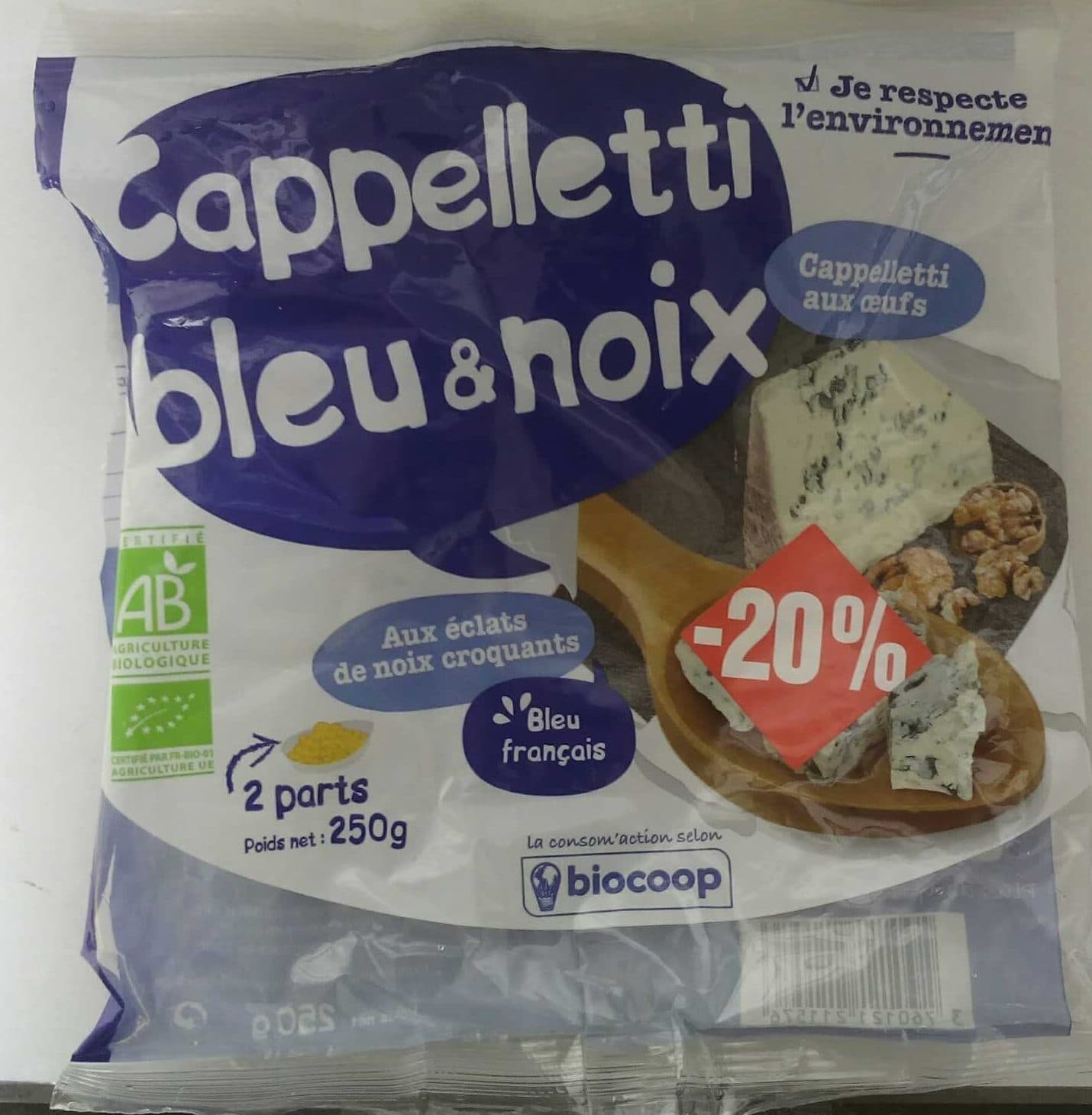 Biocoop Cappelletti bleu & noix packshot