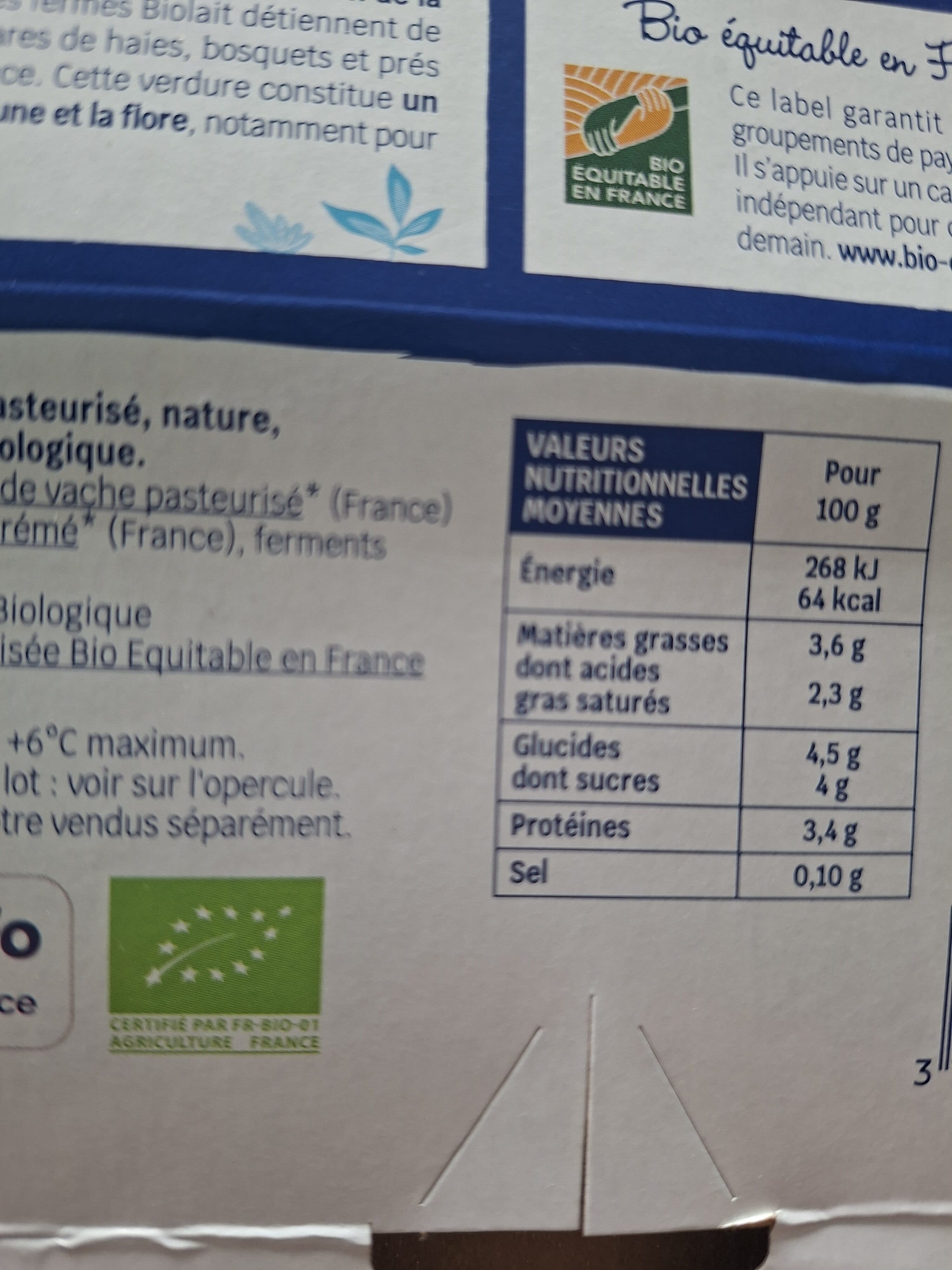 Biocoop Yaourt nature entier 4x125g CC packshot