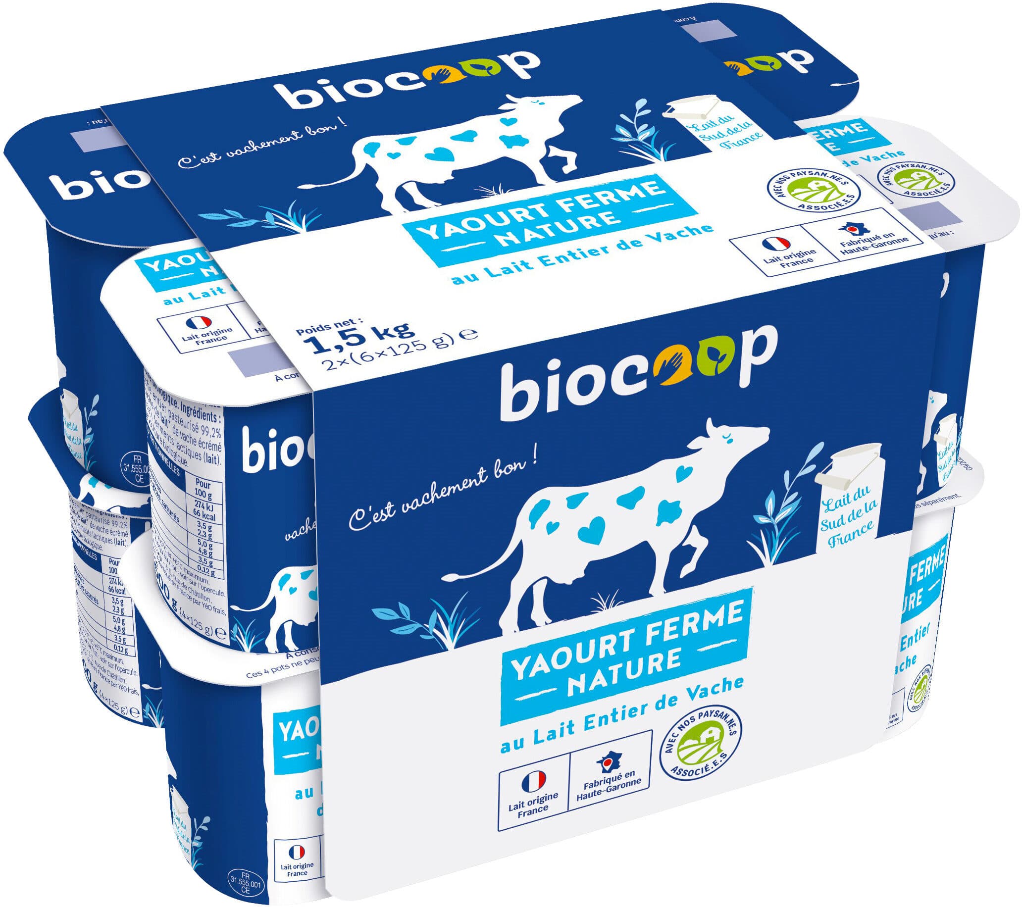 Biocoop Yaourt nature entier 12x125g CC packshot