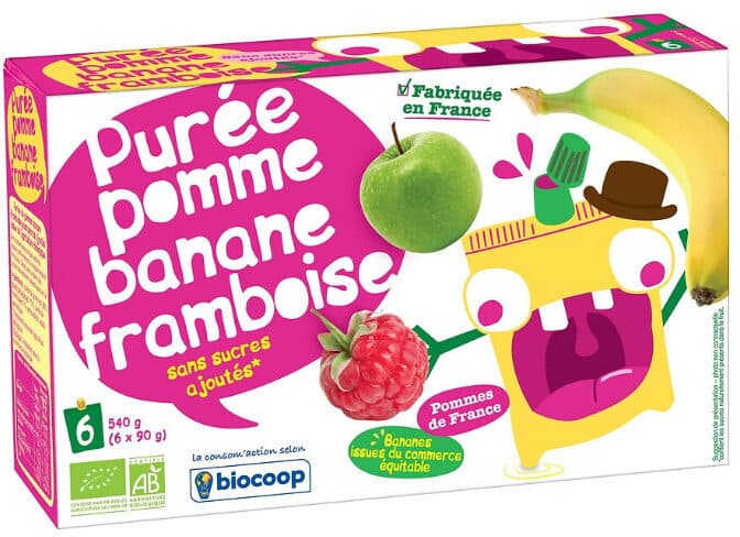 Biocoop Purée pomme banane frambois gourde packshot