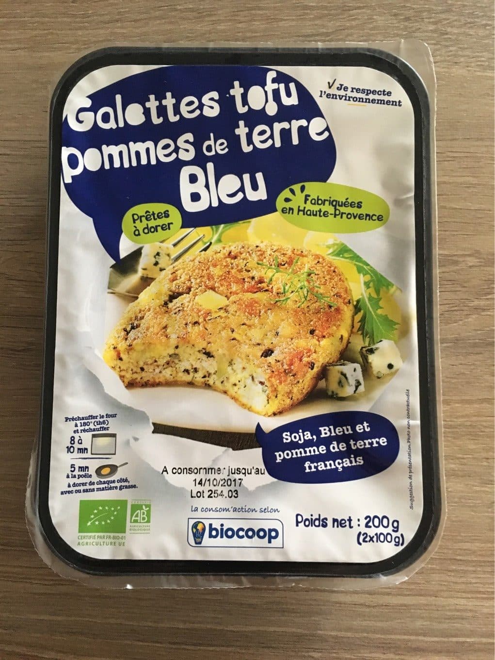 Biocoop Galette Tofu Pommes De Terre, Bleu packshot