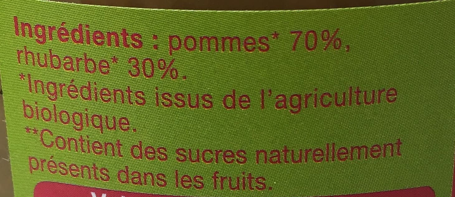 Biocoop Purée pomme rhubarbe 830g packshot