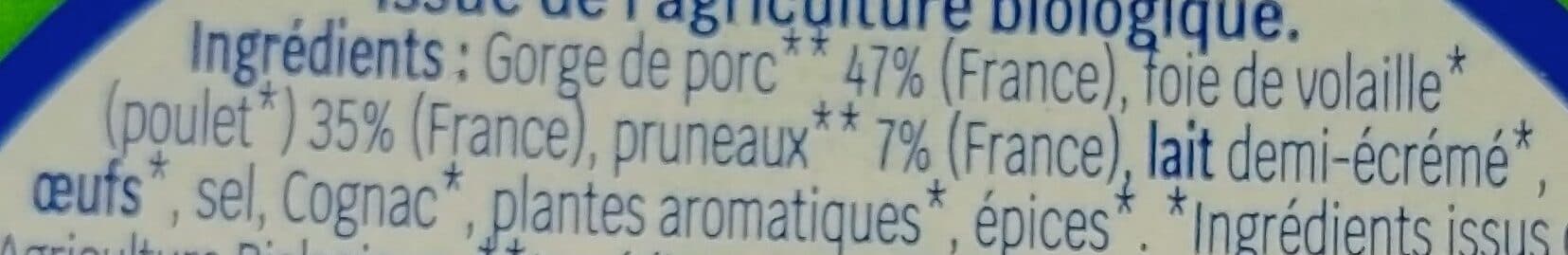 Biocoop Terrine foie de volaille pruneaux packshot