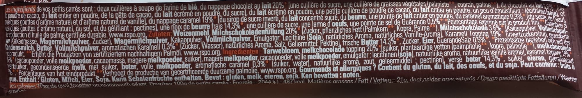 Michel et Augustin 4 petits carrés chocolat au lait et cœur de caramel packshot