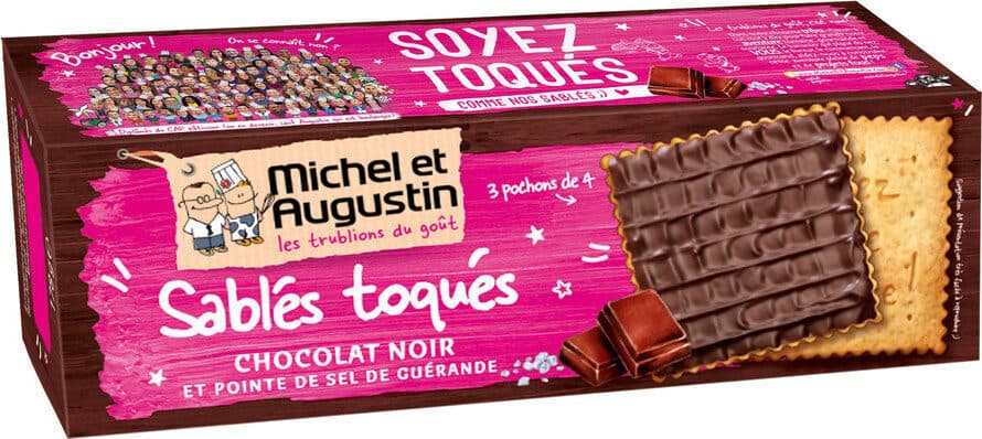 Michel et Augustin Sablés au chocolat noir et sel de Guérande 178g packshot