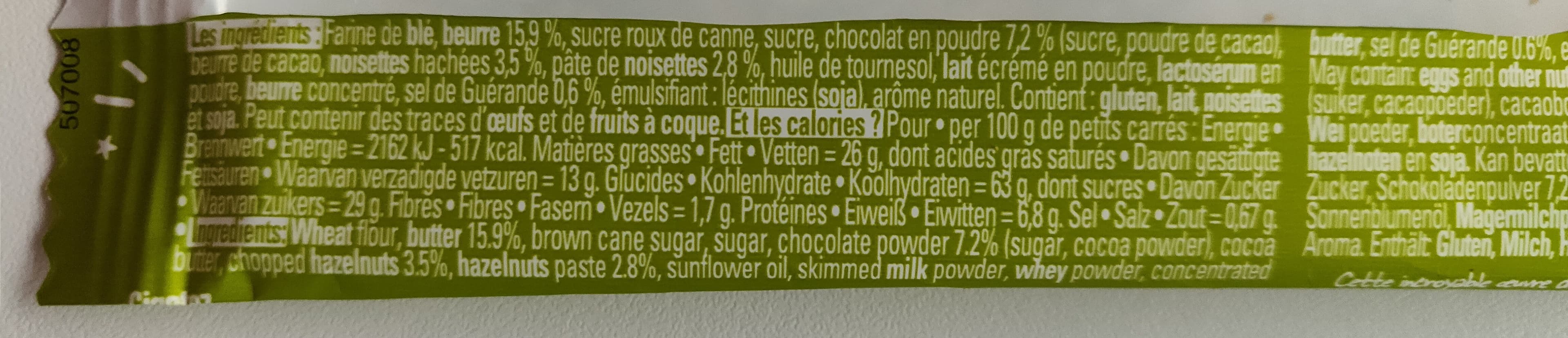 Michel et Augustin 4 petits carrés choco noisettes packshot