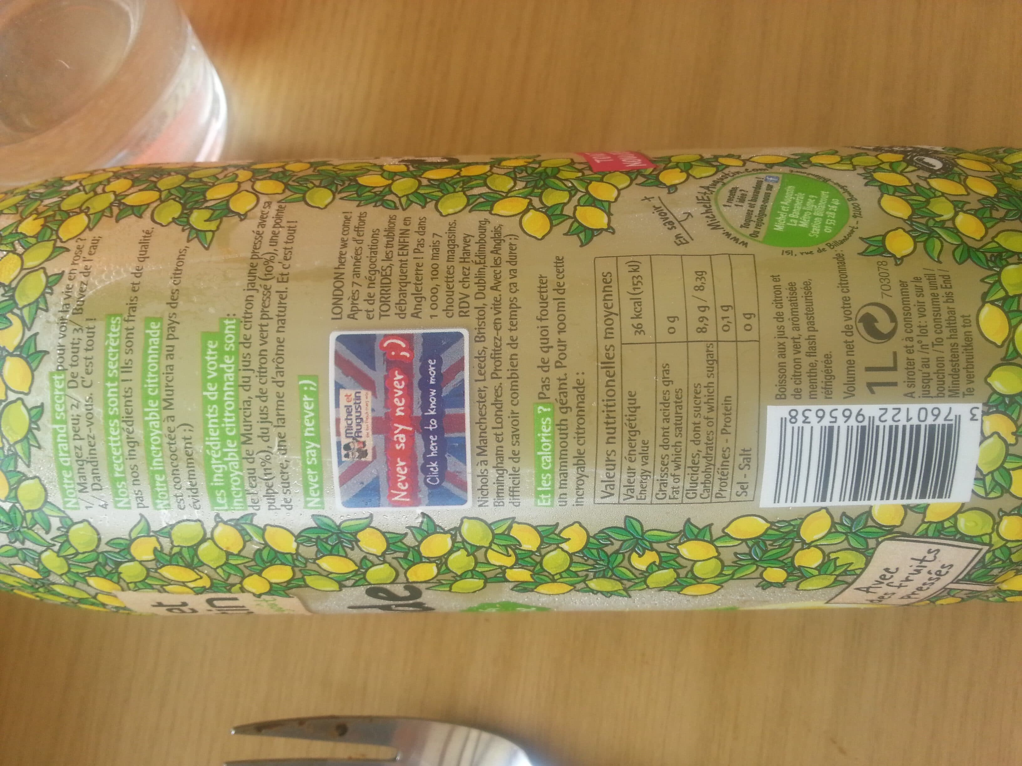 Michel et Augustin L'incroyable citronnade aux deux citrons packshot