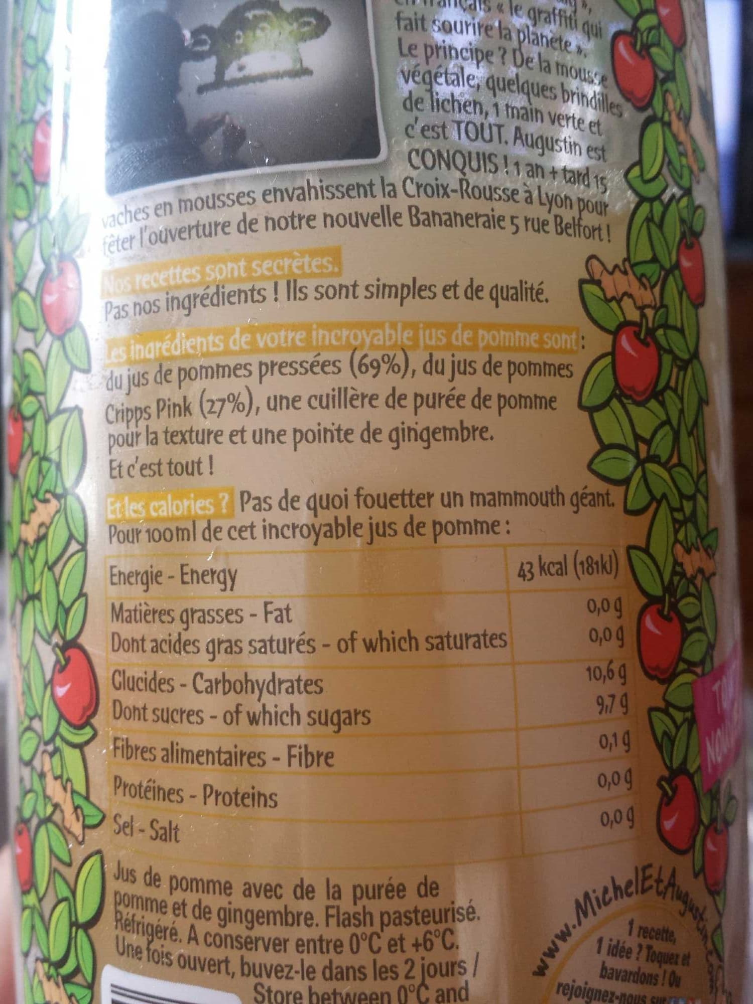 Michel et Augustin L'Incroyable Jus de Pomme Pointe de Gingembre packshot