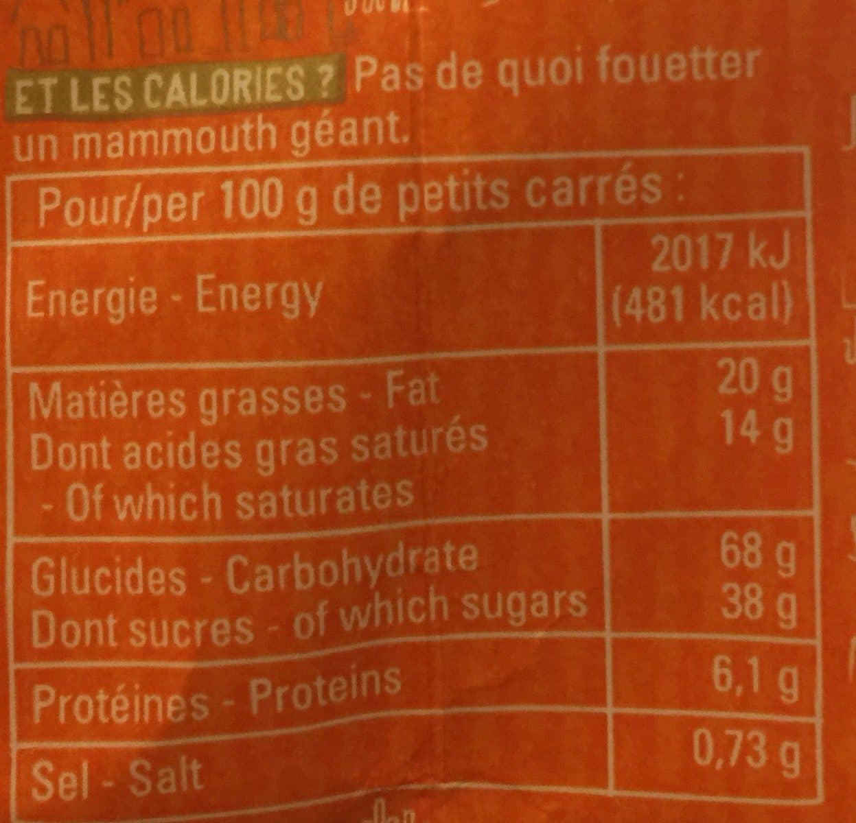 Michel et Augustin Petits carrés au chocolat au lait coeur caramel packshot