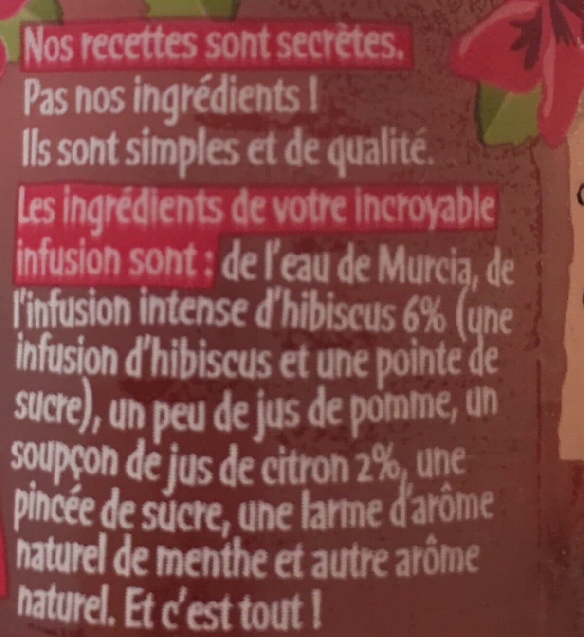 Michel et Augustin L'incroyable infusion d'hibiscus 33cl packshot