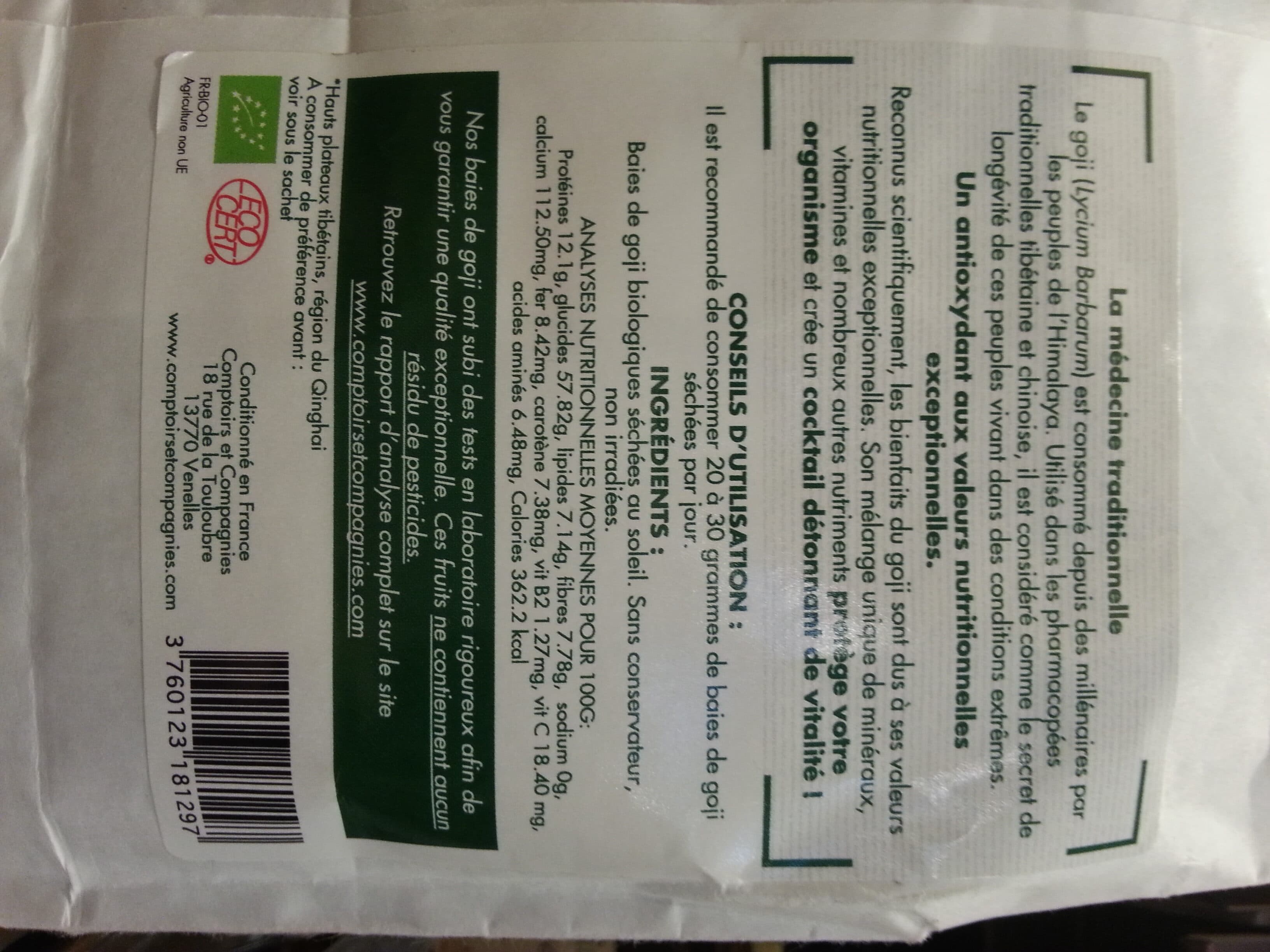Comptoirs et Compagnies Baies de Goji Biologiques packshot
