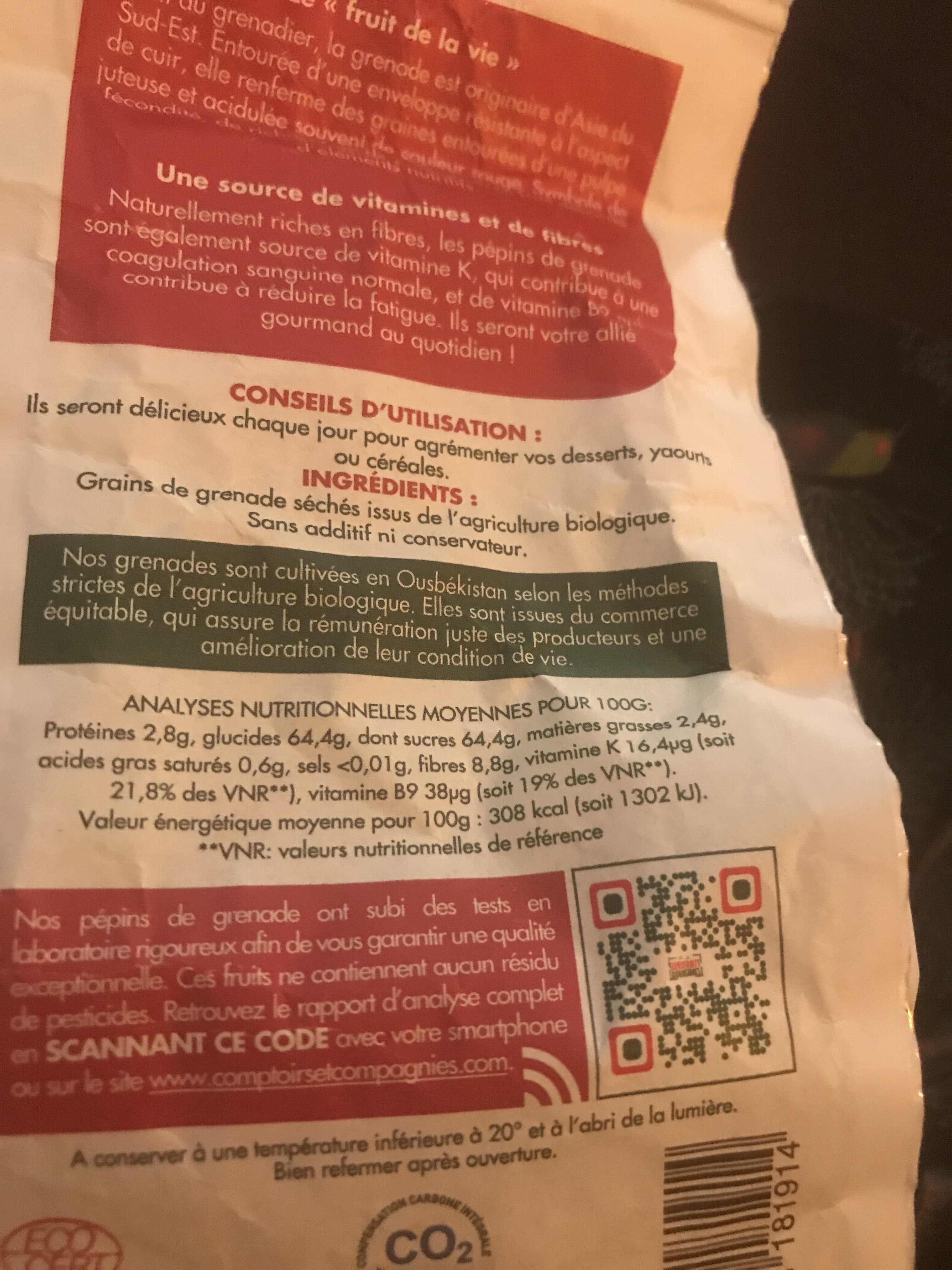 Comptoirs et compagnies Pépins de Grenades Biologiques packshot