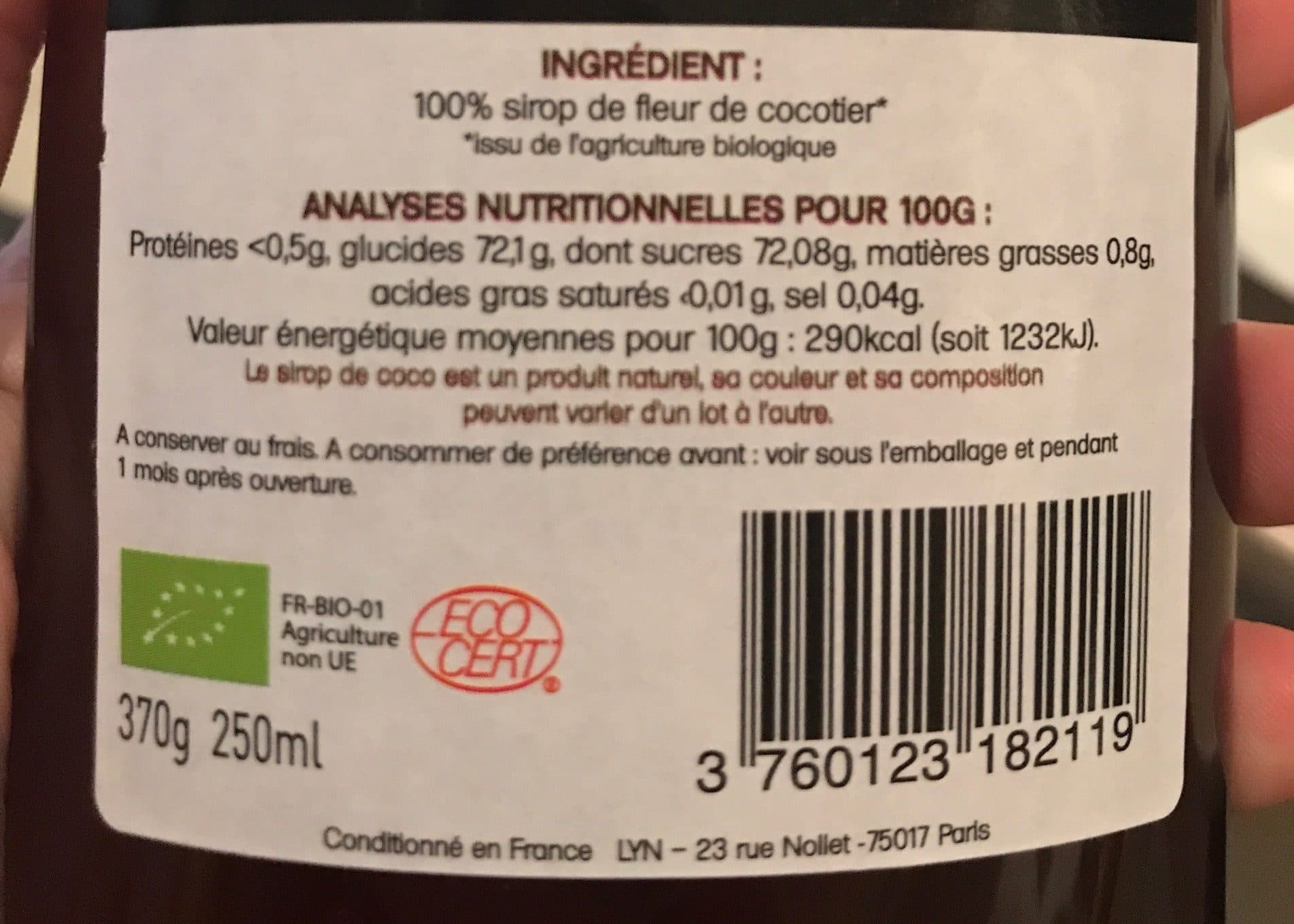 Comptoirs BIO Sirop de coco packshot