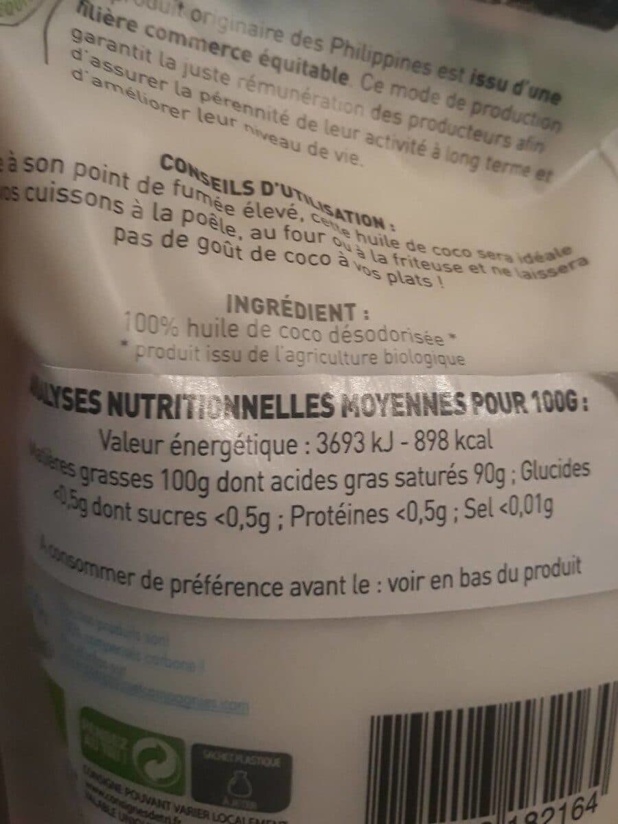 Open Food Facts Epicerie / Huiles Alimentaires Bio / Huiles De Coco Bio packshot