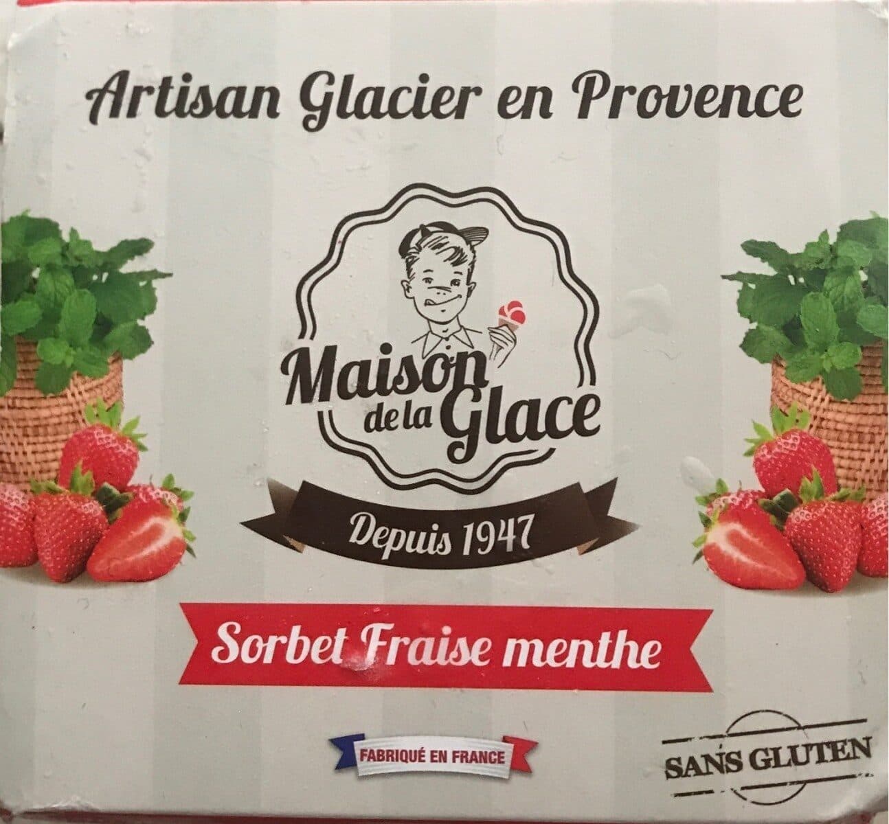 Alfagel Sorbet fraise menthe MG Artisan Glacier en provence packshot