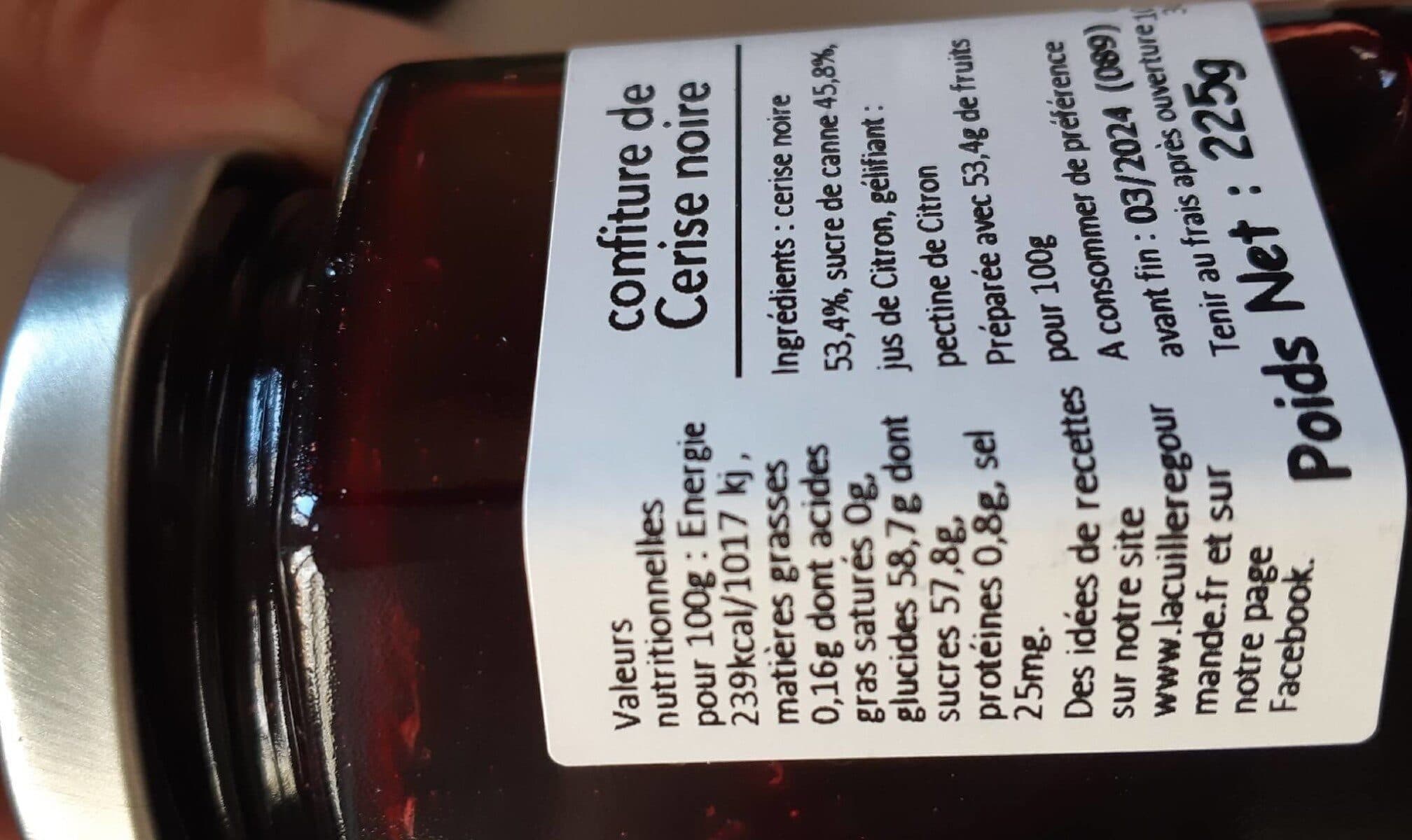 La Cuillère Gourmande Confiture Cerise noire packshot