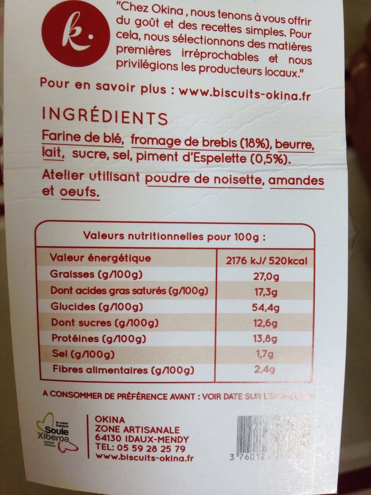 Open Food Facts Biscuits fromage brebis piment espelette packshot