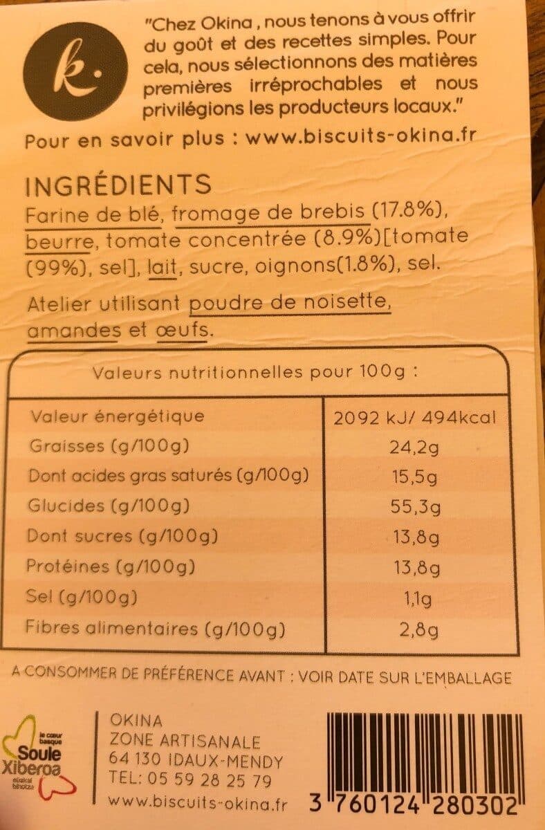 Open Food Facts Biscuits fromage de brebis tomates & oignons packshot
