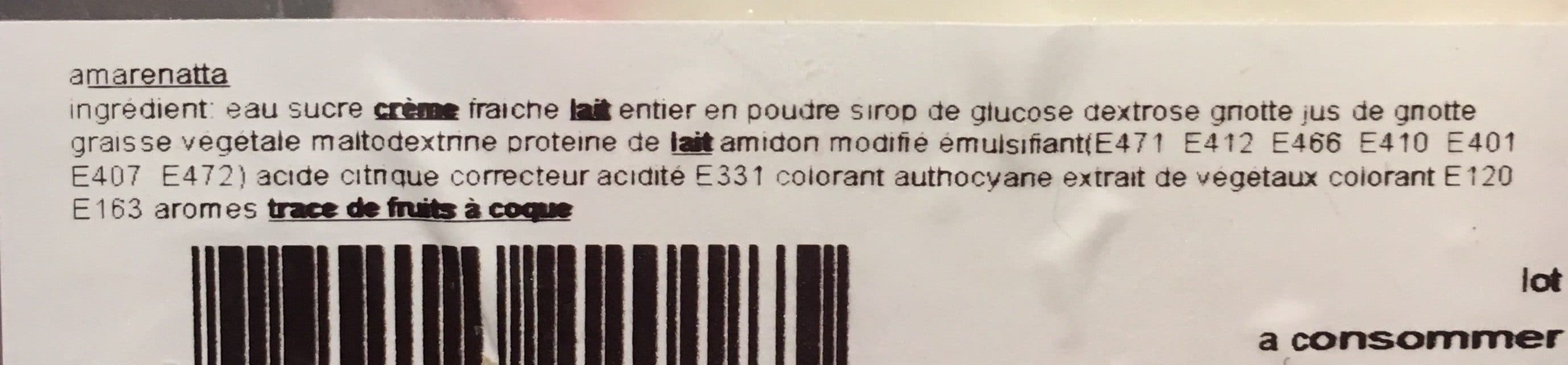 Open Food Facts Glace amarenatta packshot