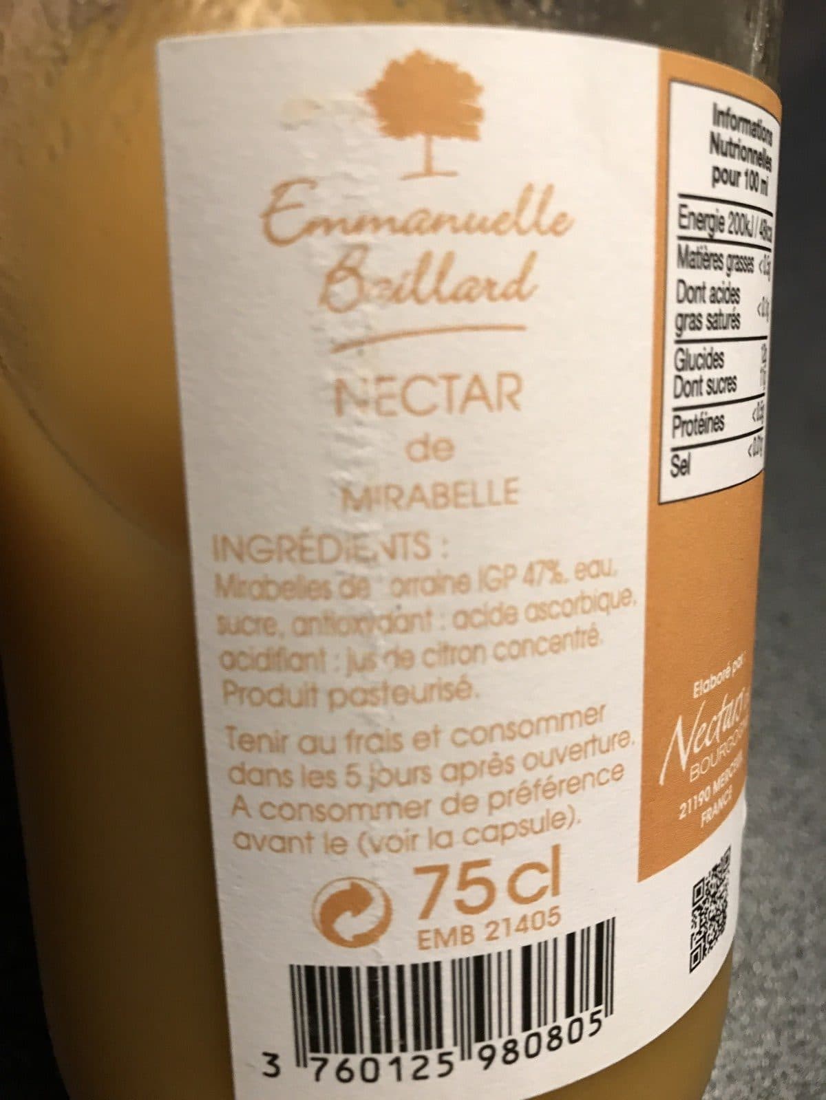 Emmanuelle Baillard Nectar de mirabelle packshot
