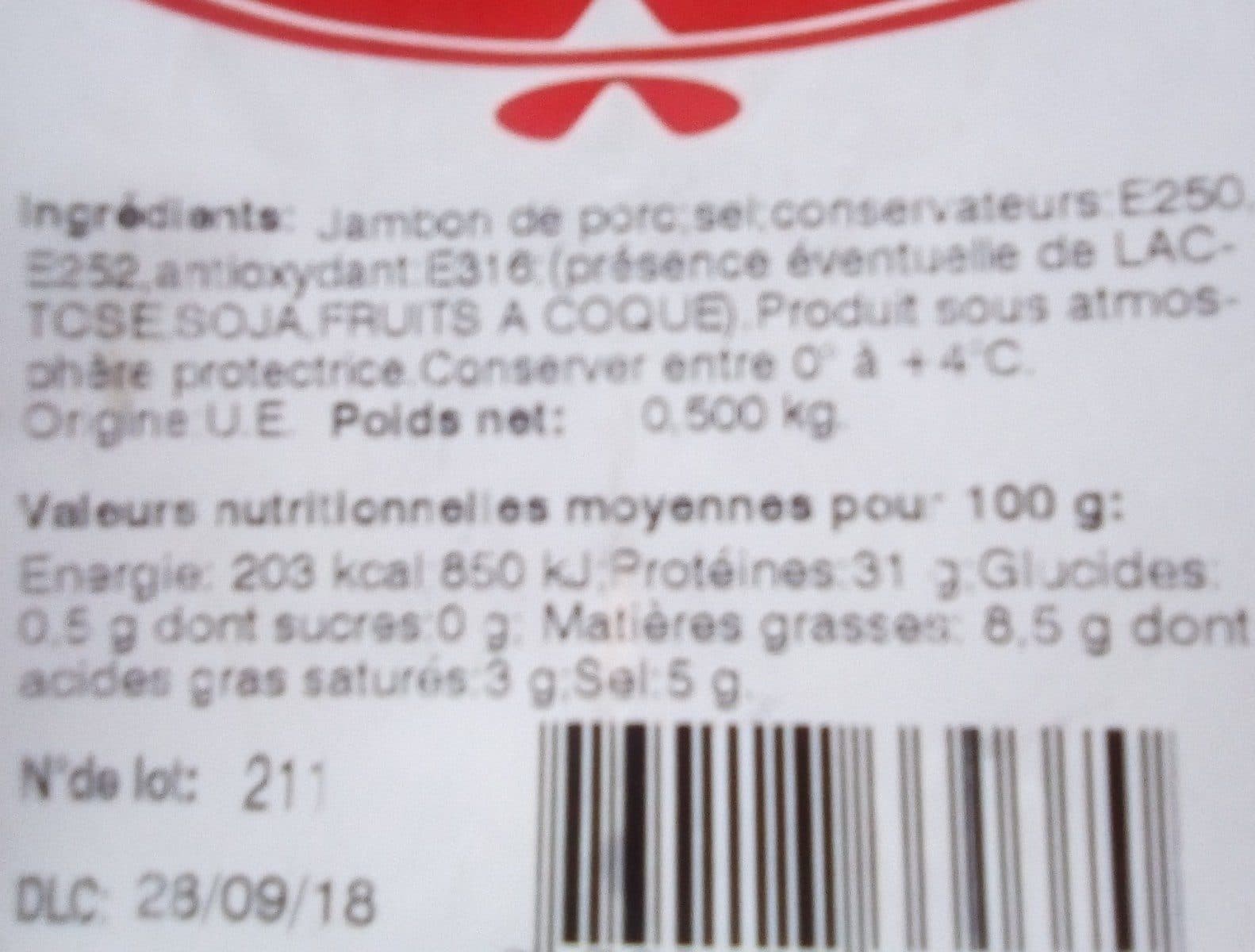 Open Food Facts Lamelles de jambon sec packshot