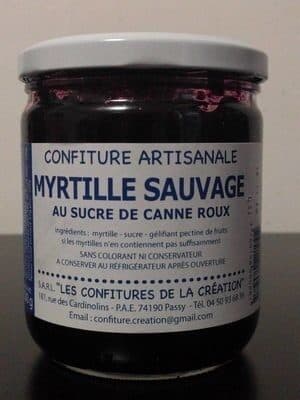 Les confitures de la création Confiture artisanale myrtille sauvage au sucre de canne roux packshot