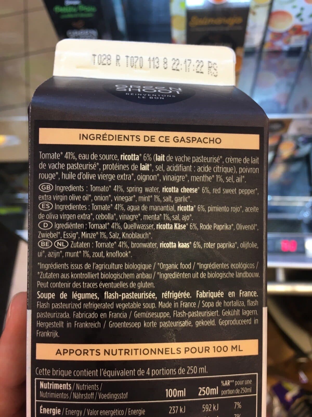 Green Shoot Gaspacho ricotta bio packshot