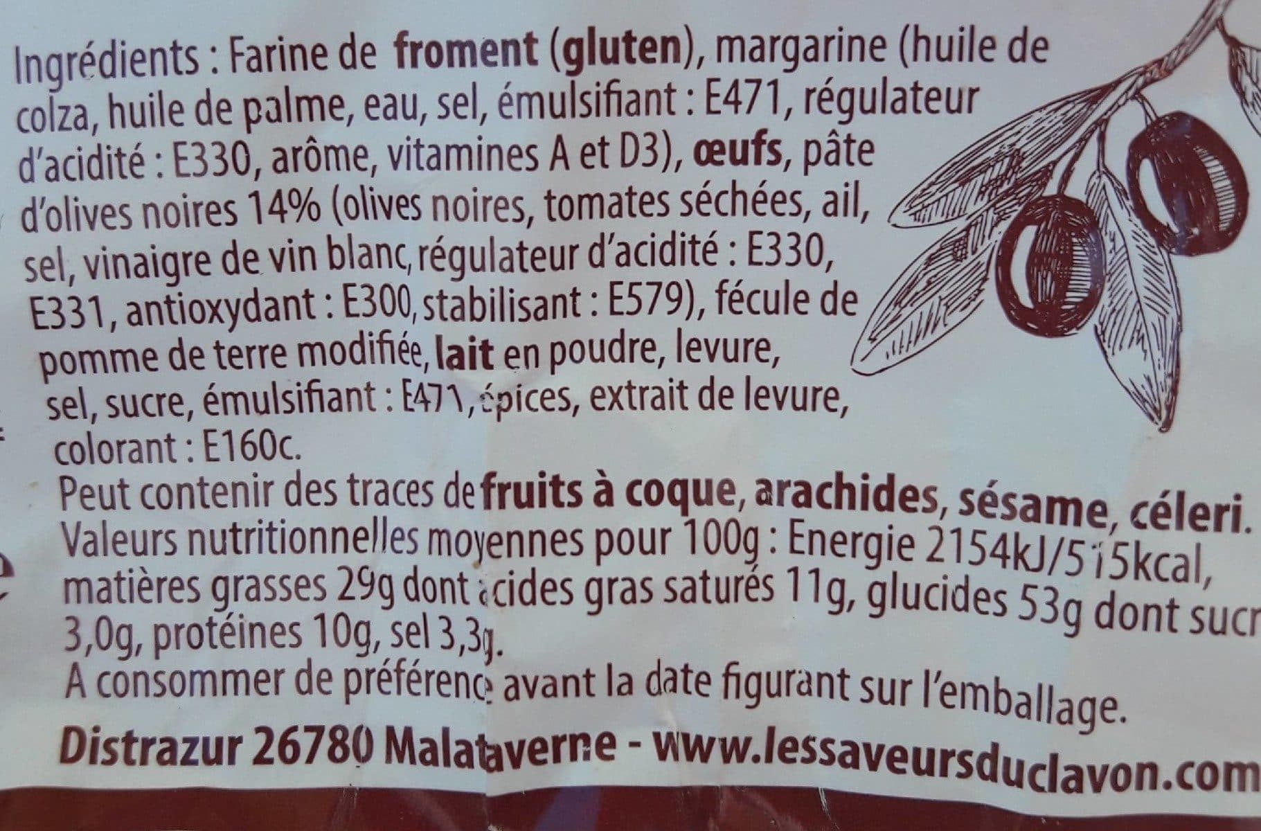 Les Saveurs du Clavon Baguettes aux olives noires packshot