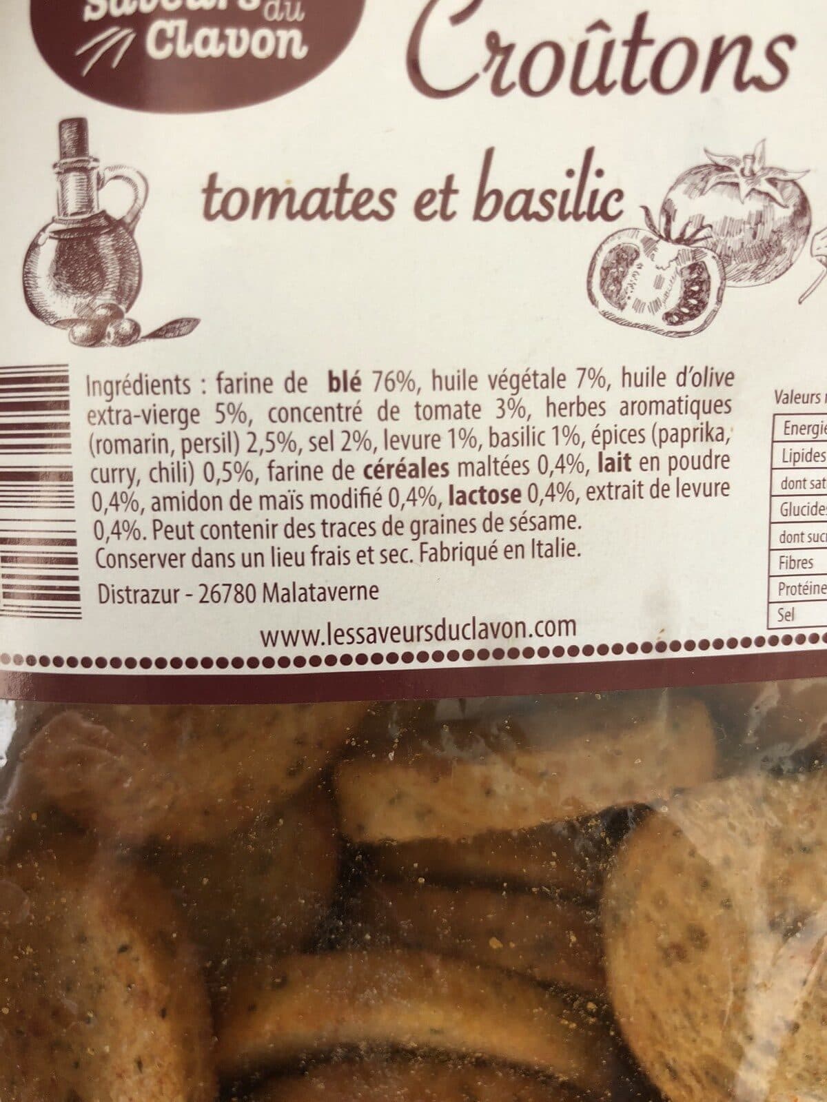 Les Saveurs Du Clavon Croûtons tomates et basilic packshot