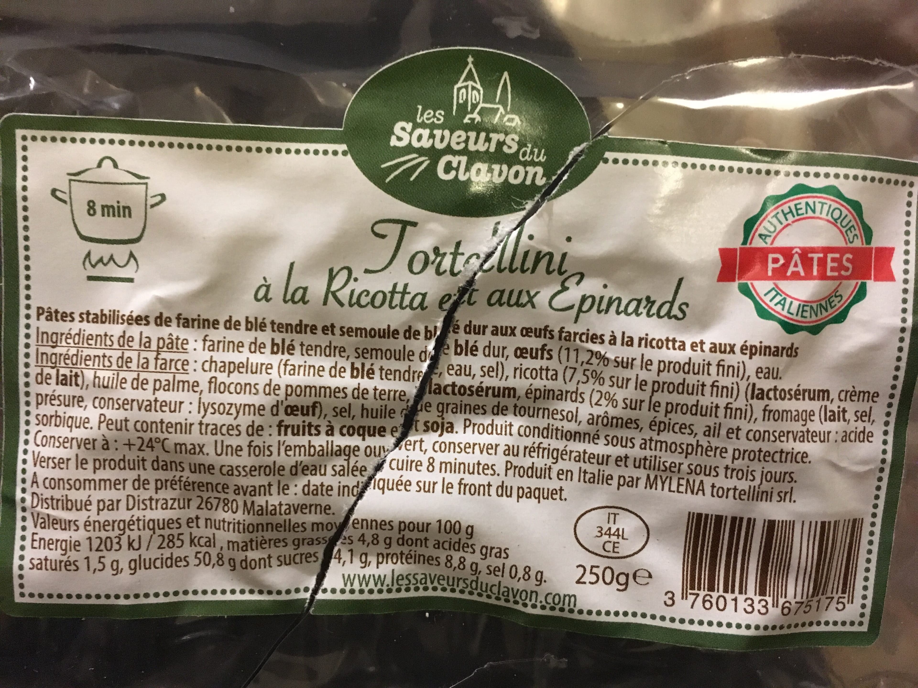Les Saveurs Du Clavon Tortellini à la ricotra et aux épinards packshot