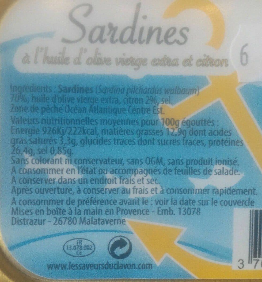 Les Saveurs du Clavon Sardines à l'huile d'olive vierge extra et citron packshot
