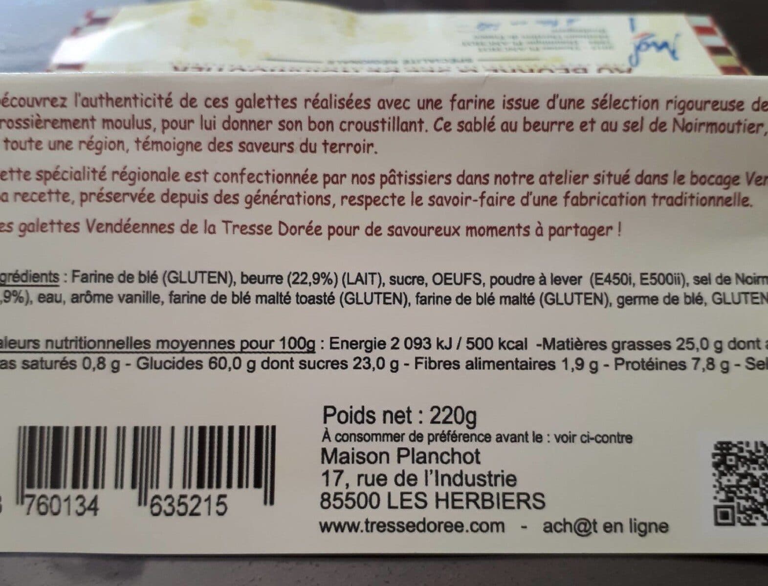 Open Food Facts Galettes vendéennes au beurre et sel packshot