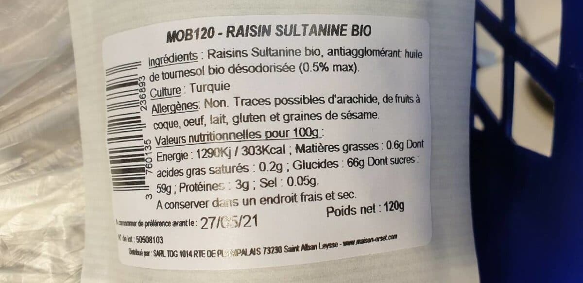 Maison Orset Bio Raisins sultanine packshot