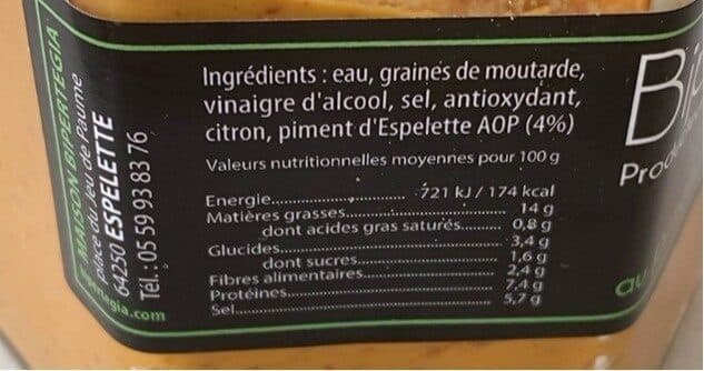 Bipertegia Moutarde au piment d'espelette packshot