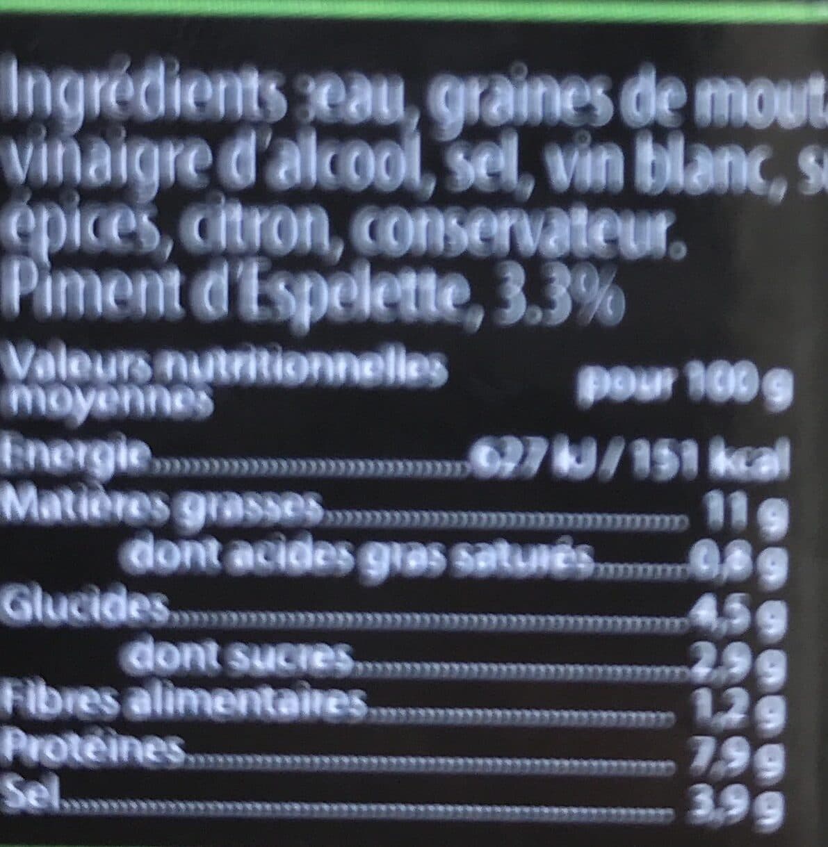 Bipertegia Moutarde à l'ancienne au piment d'Espelette packshot