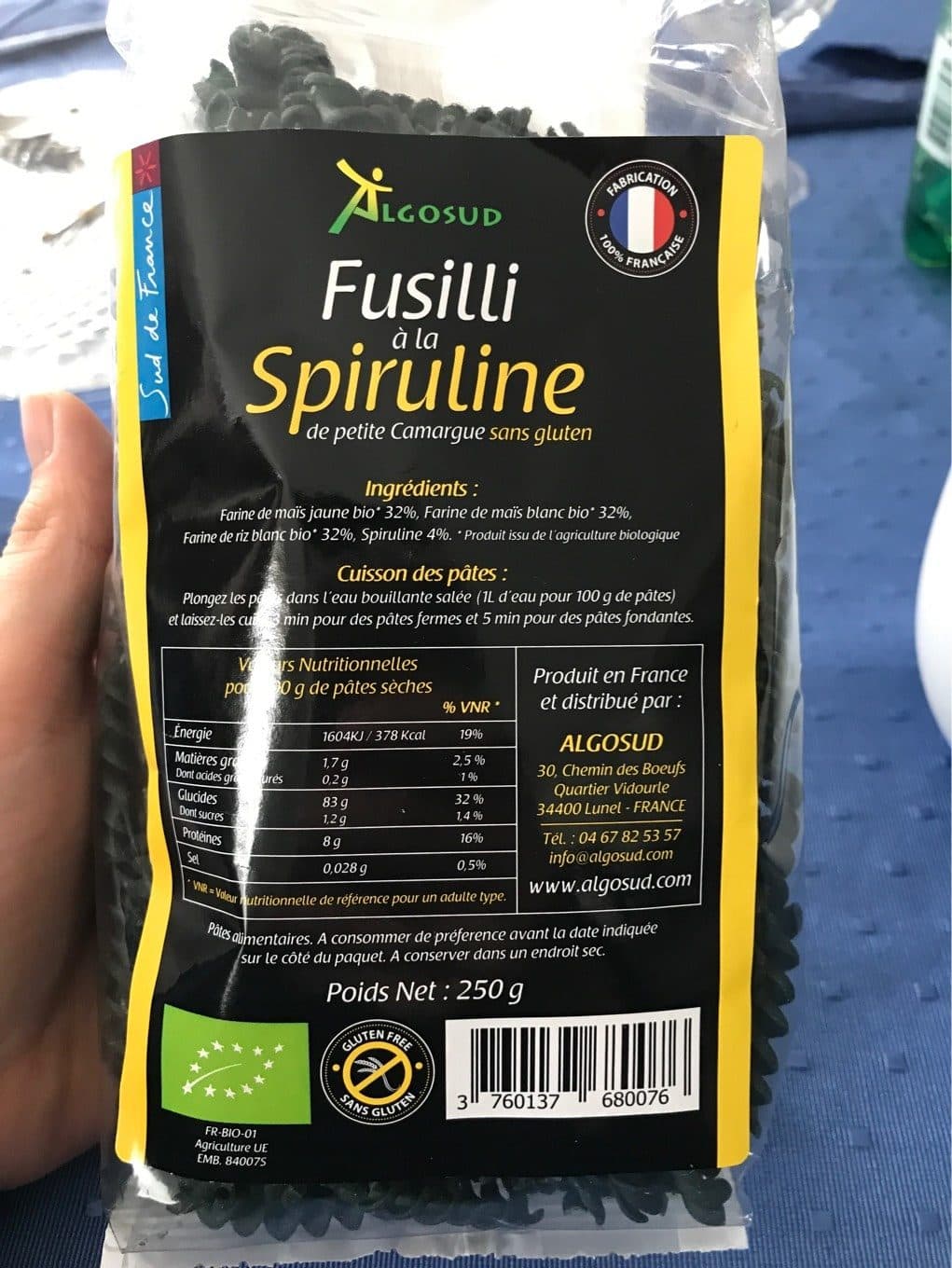 Algosud Fusilli à la spiruline packshot