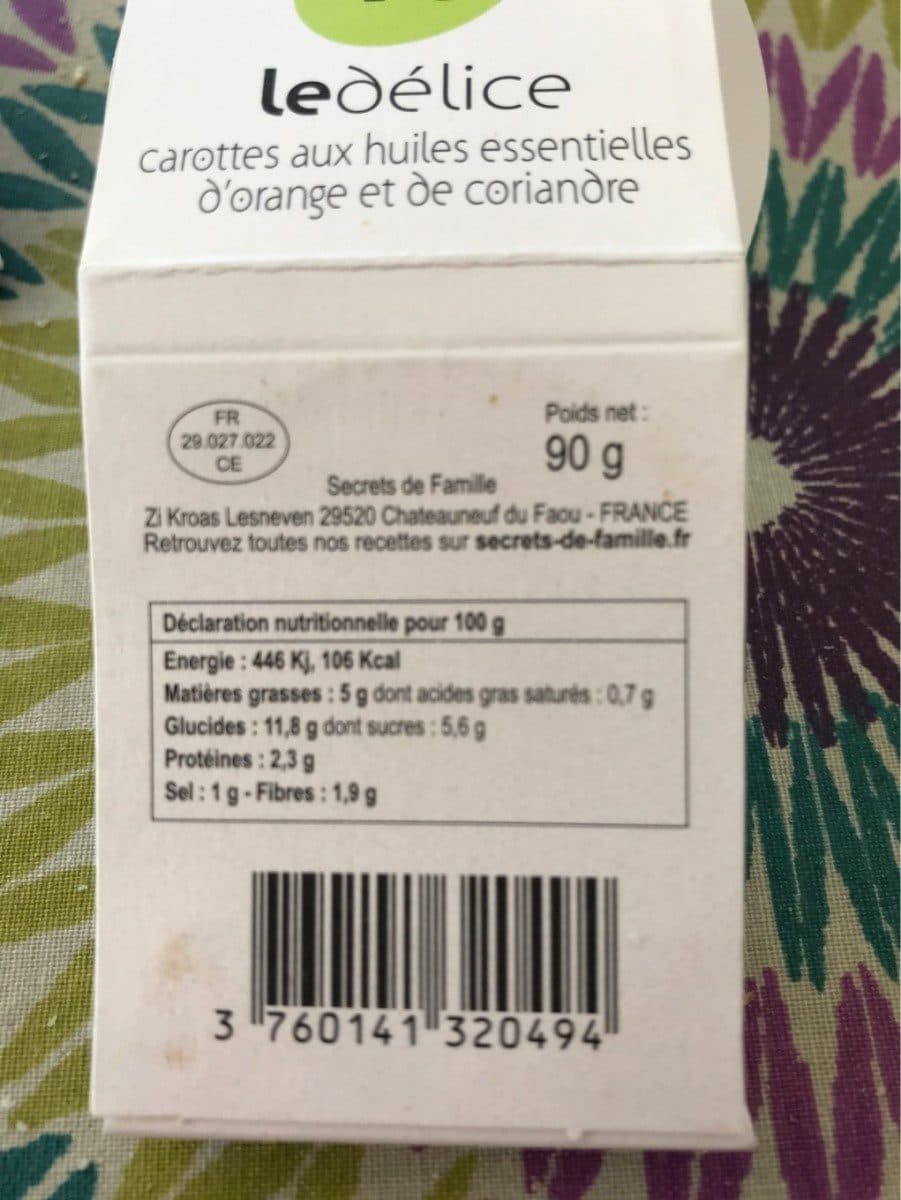 Secrets de Famille Carottes aux huiles essentielles d'orange et de coriandre packshot